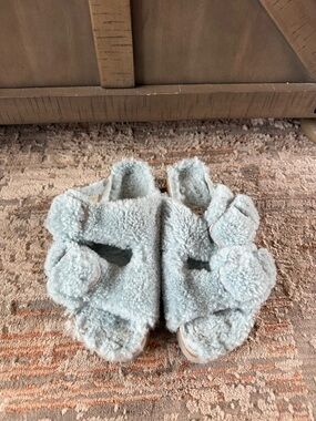 BIRKENSTOCK Papillio Teddy Arizona Big Buckle Shearling Blue Sandals EU 39 US 8